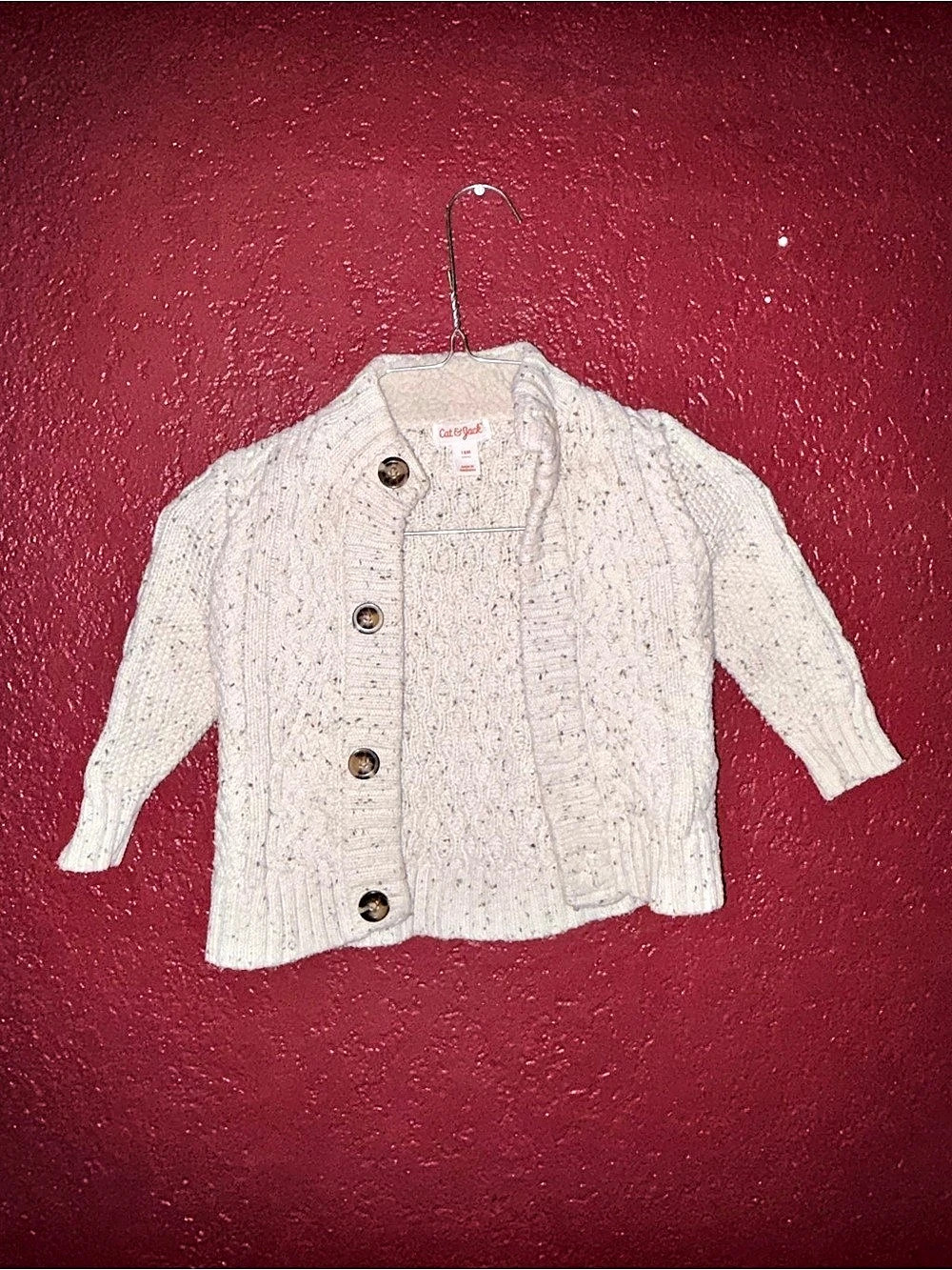Cat & Jack Girls 18M Cream Knit Cardigan Like New